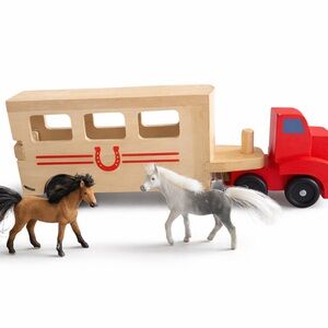 Melissa & Doug Wooden Horse Carrier with Horses